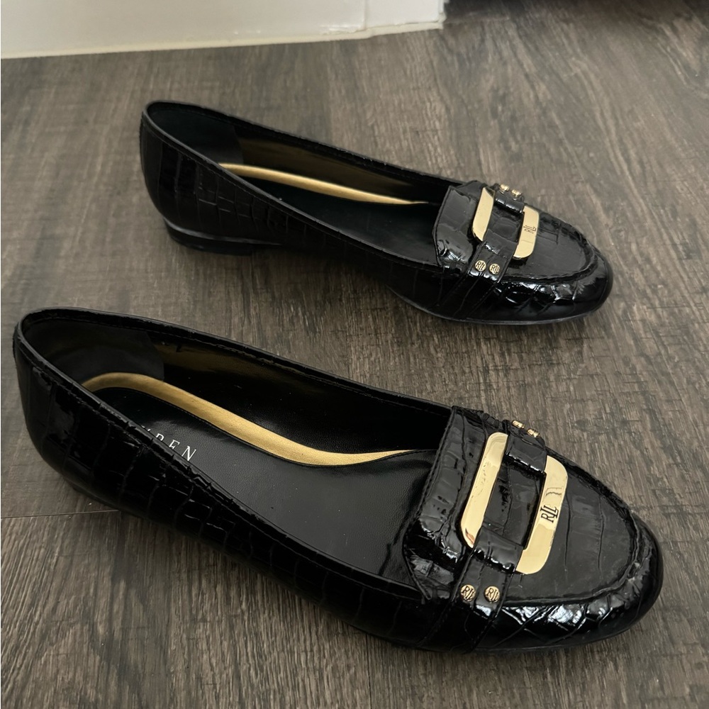 Ralph Lauren patent leather black loafer